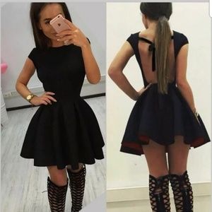 Black backless summer cocktail dress